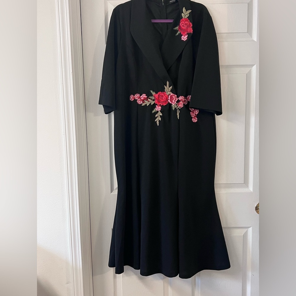 Fashion Nova Black and Pink Asymmetrical Tiered Gown